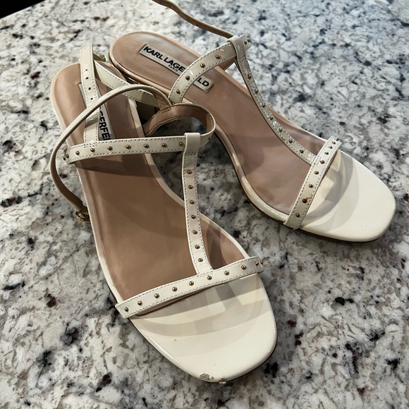 Karl Lagerfeld Tineet Studded Patent Leather Sandals Size 10 - Picture 4 of 9